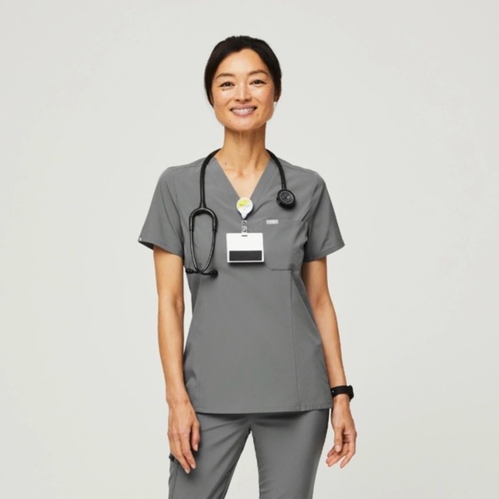 Figs Catarina scrub top in Sage